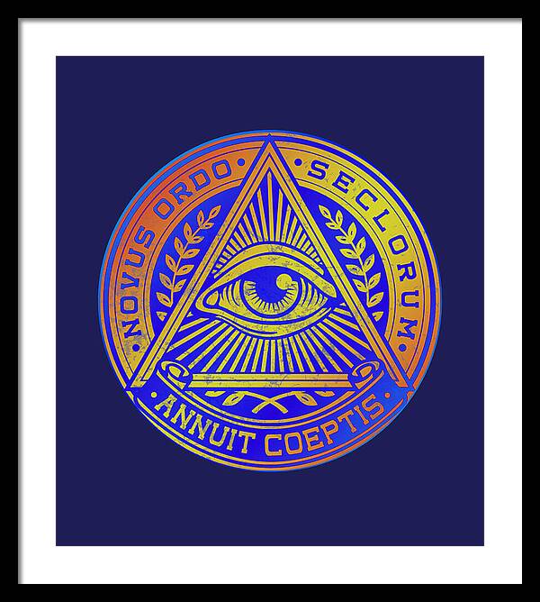 Vintage Illuminati Symbol Novus Ordo Seal - Framed Print