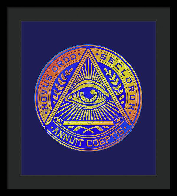 Vintage Illuminati Symbol Novus Ordo Seal - Framed Print