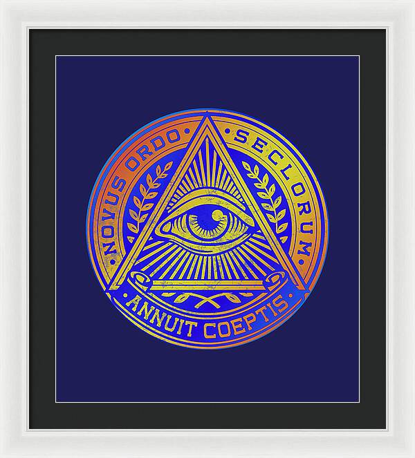 Vintage Illuminati Symbol Novus Ordo Seal - Framed Print