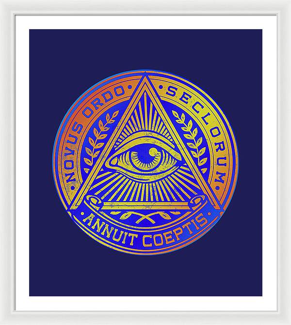 Vintage Illuminati Symbol Novus Ordo Seal - Framed Print