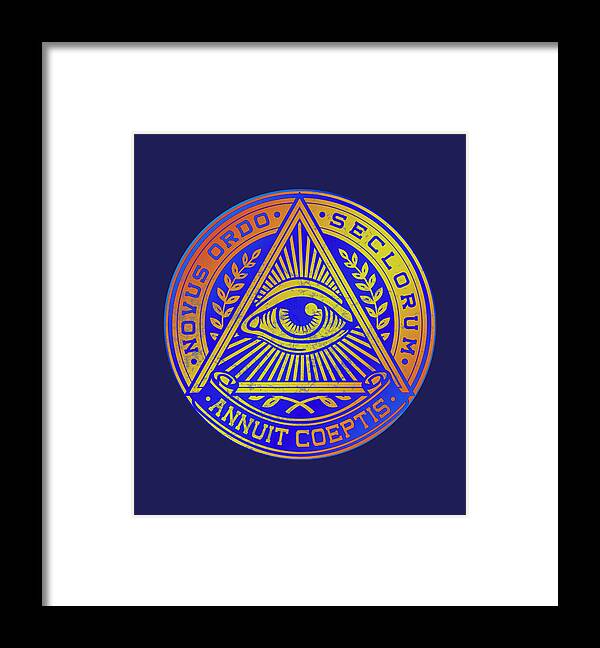 Vintage Illuminati Symbol Novus Ordo Seal - Framed Print