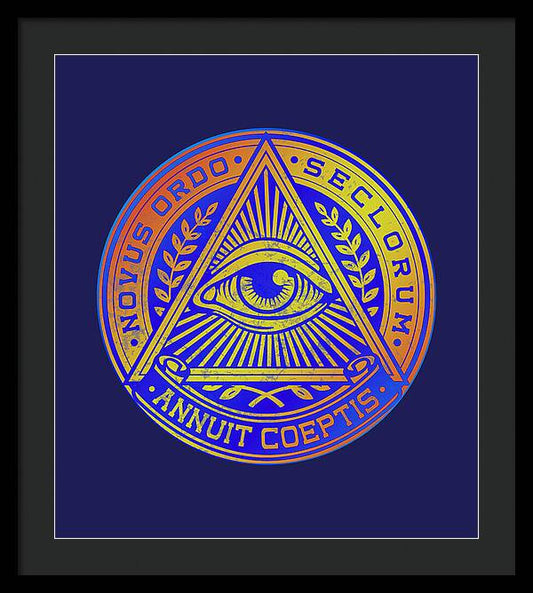 Vintage Illuminati Symbol Novus Ordo Seal - Framed Print