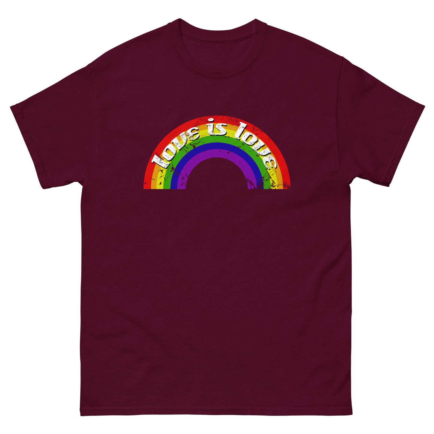 Scar Design Maroon / S Vintage LGBT Rainbow Love Is Love T-shirt