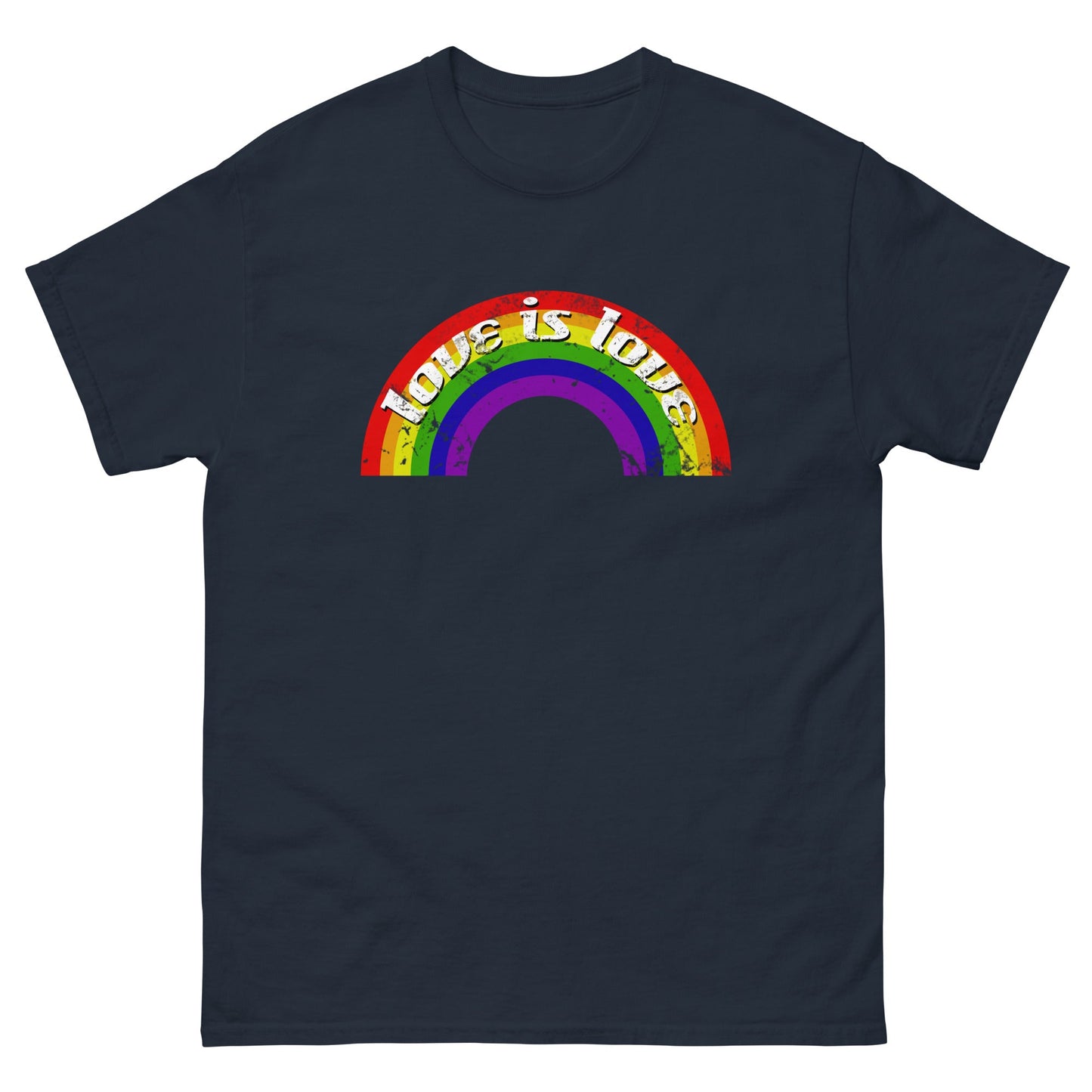 Scar Design Navy / S Vintage LGBT Rainbow Love Is Love T-shirt
