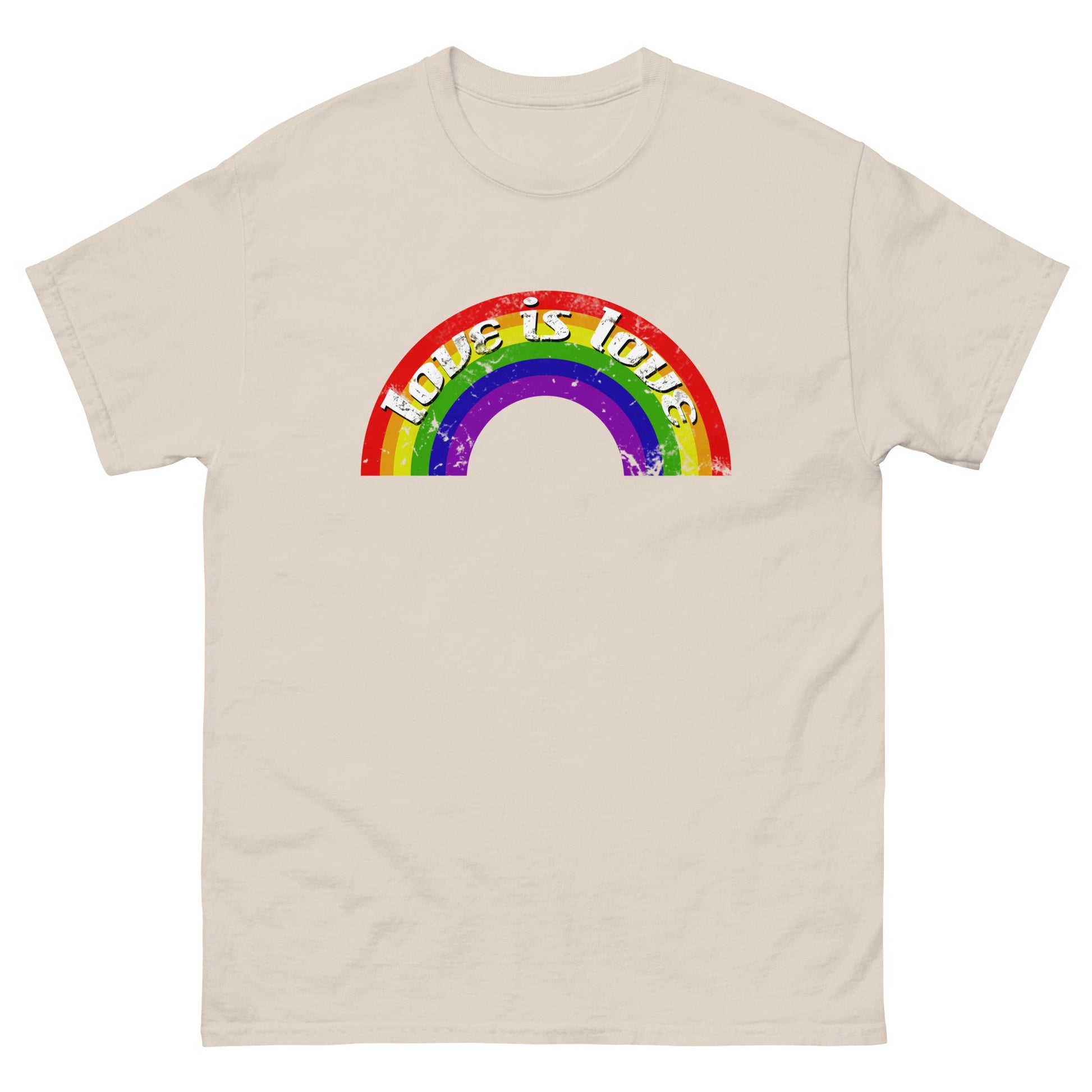 Scar Design Natural / S Vintage LGBT Rainbow Love Is Love T-shirt