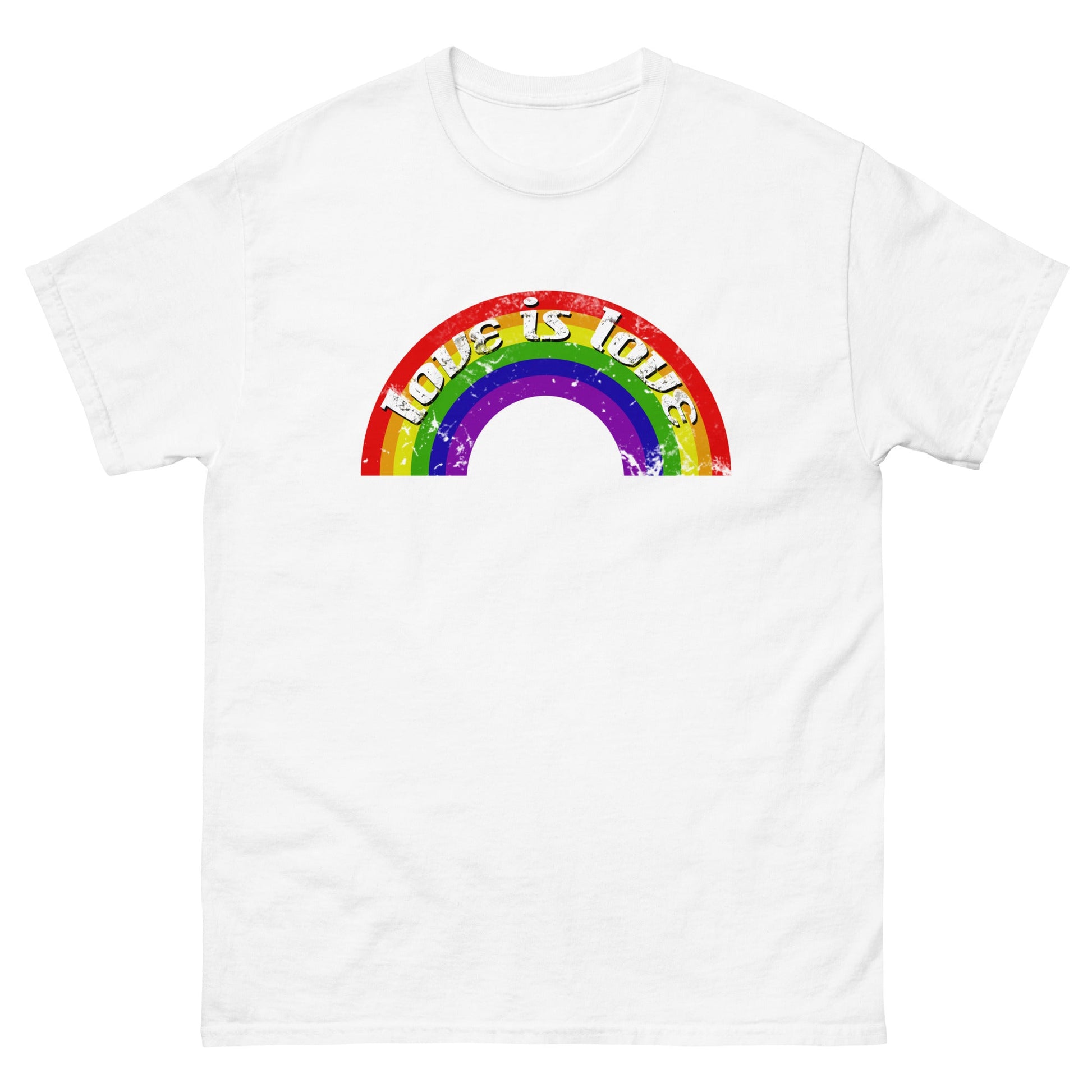 Scar Design White / S Vintage LGBT Rainbow Love Is Love T-shirt