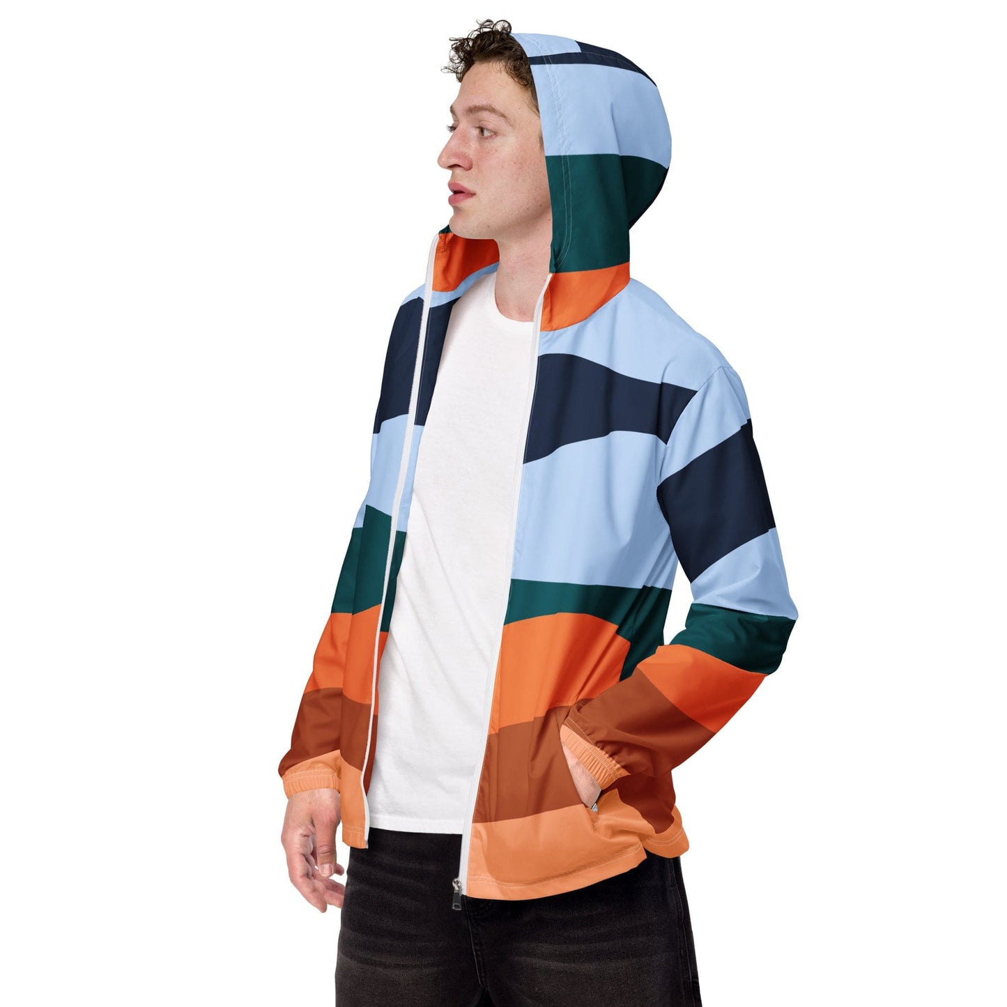Vintage Sunset Men’s Windbreaker Jacket, Casual Streetwear, Lightweight Windbreaker, Men’s Jacket for Spring & Fall