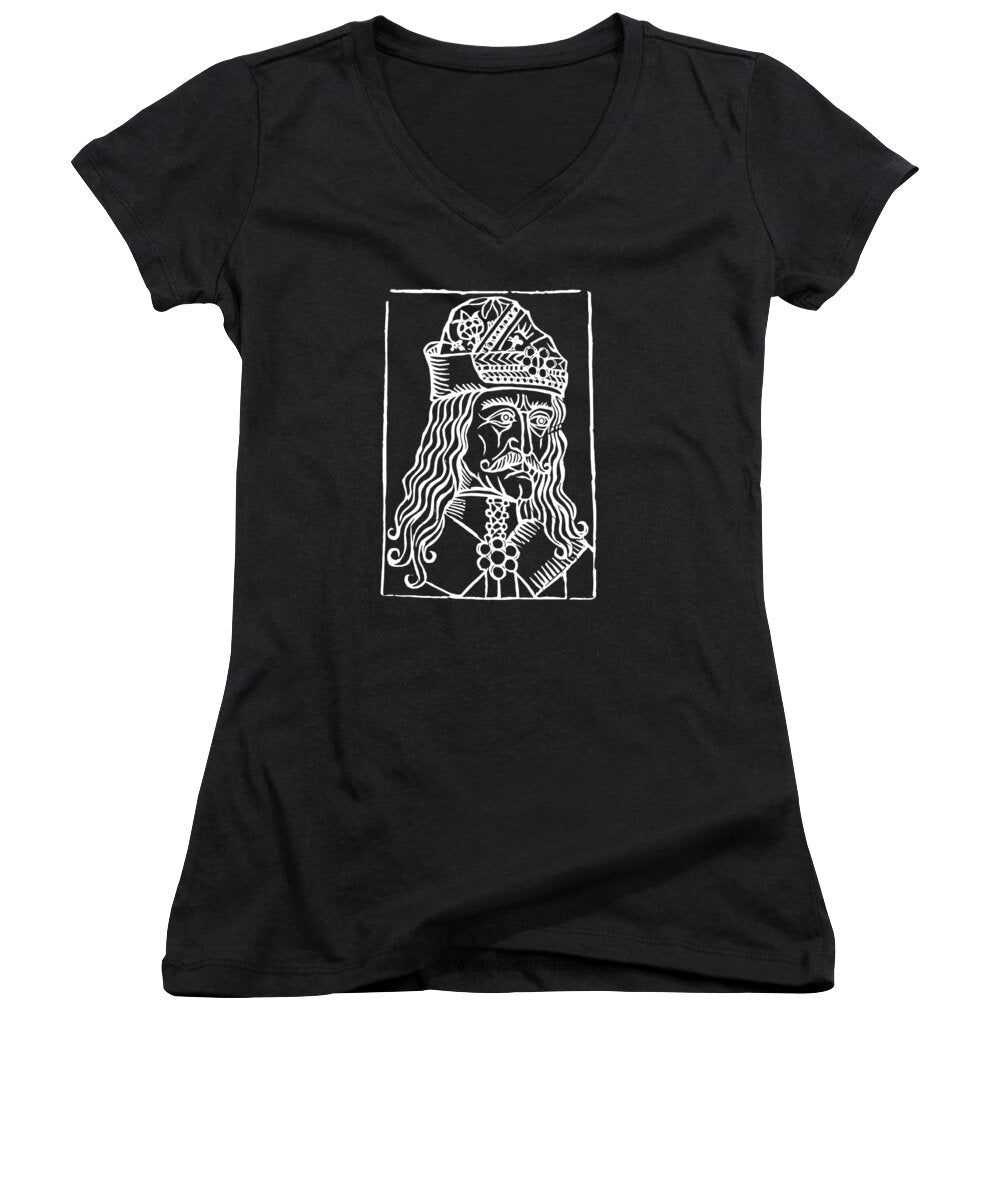 Vlad Tepes Dracula Woodcut - Women's V-Neck