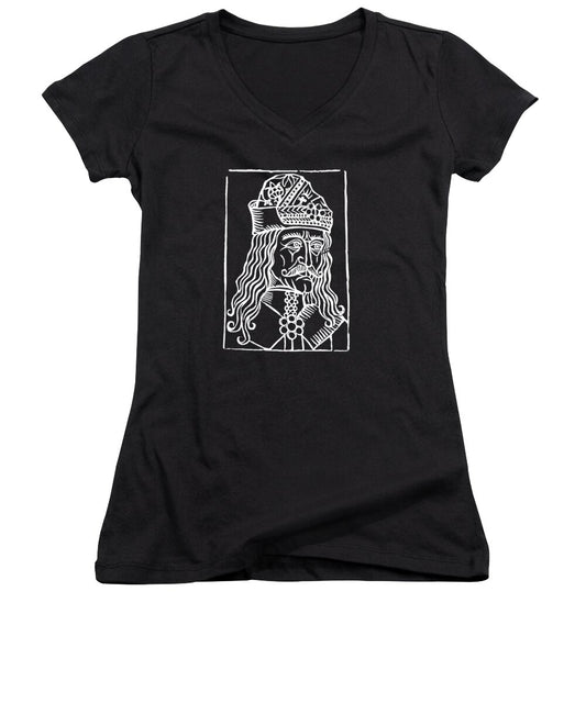 Vlad Tepes Dracula Woodcut - Women's V-Neck