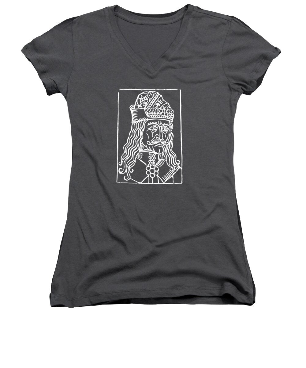 Vlad Tepes Dracula Woodcut - Women's V-Neck