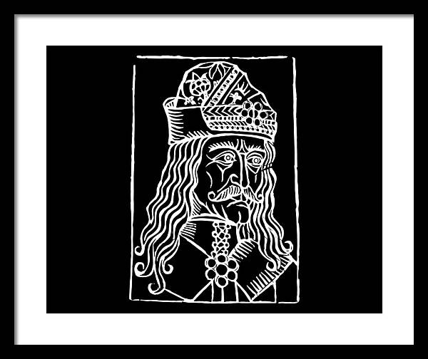 Vlad Tepes Dracula Woodcut - Framed Print