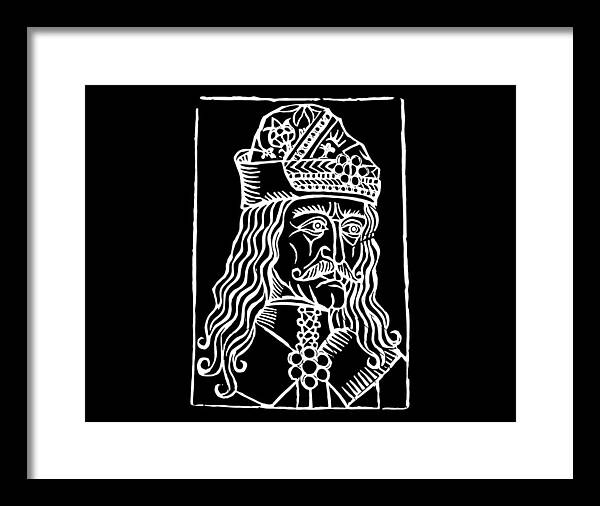 Vlad Tepes Dracula Woodcut - Framed Print
