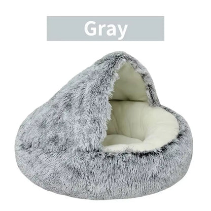 Winter Plush Pet Cat Bed round Cat Cushion Cat House 2 in 1 Warm Cats Basket Pet Sleep Bag Kitten Nest Kennel for Small Dog Cats Grey / 50X50Cm