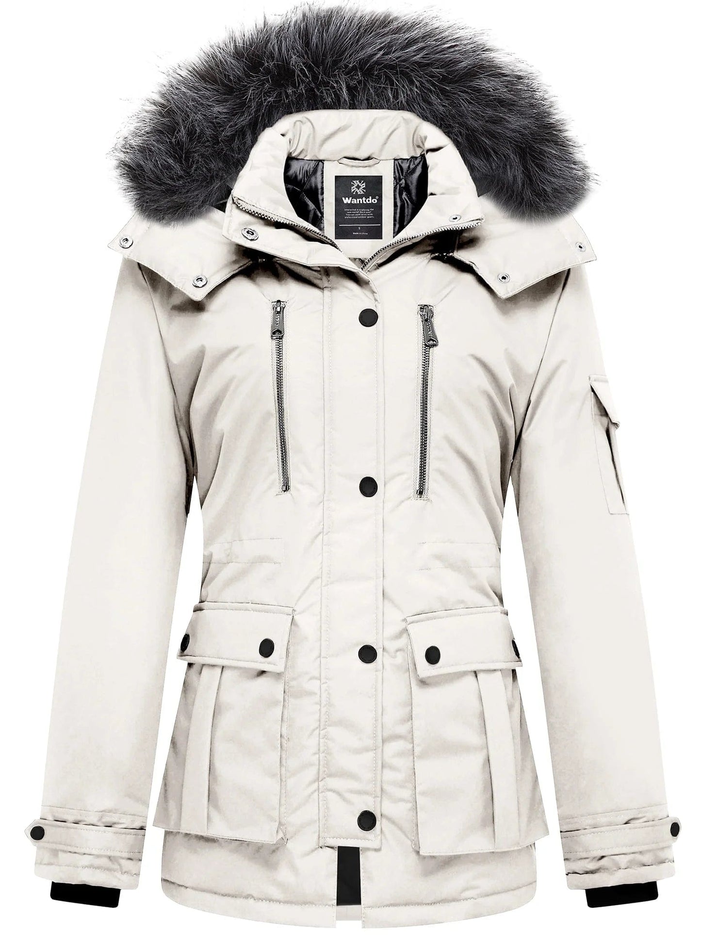 Women'S Winter Coat Thicken Winter Jacket Quilted Parka Coat Puffer Jacket Beige L Beige / L