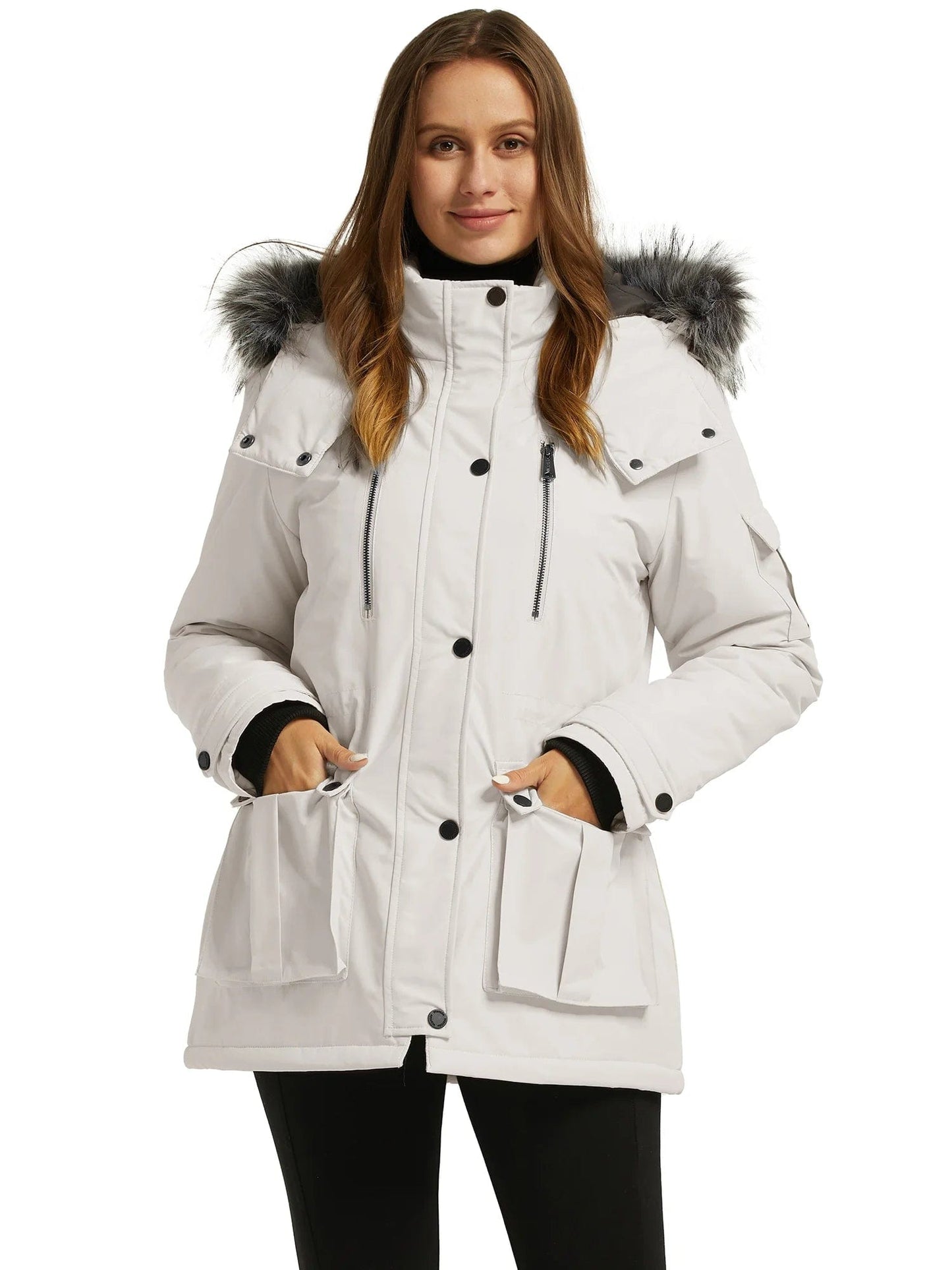 Women'S Winter Coat Thicken Winter Jacket Quilted Parka Coat Puffer Jacket Beige L Beige / L