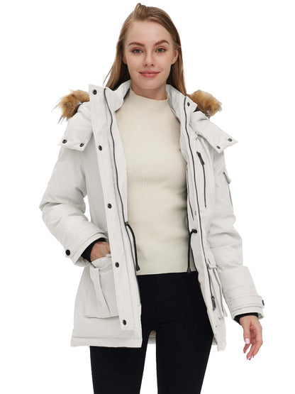 Women'S Winter Coat Thicken Winter Jacket Quilted Parka Coat Puffer Jacket Beige L Beige / L