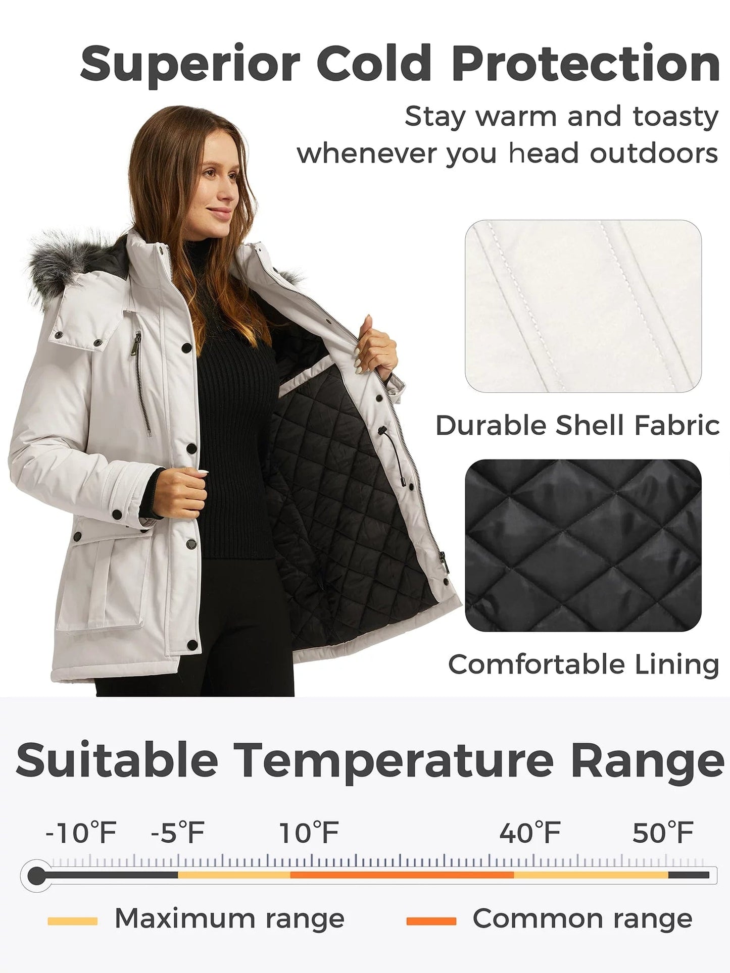 Women'S Winter Coat Thicken Winter Jacket Quilted Parka Coat Puffer Jacket Beige L Beige / L