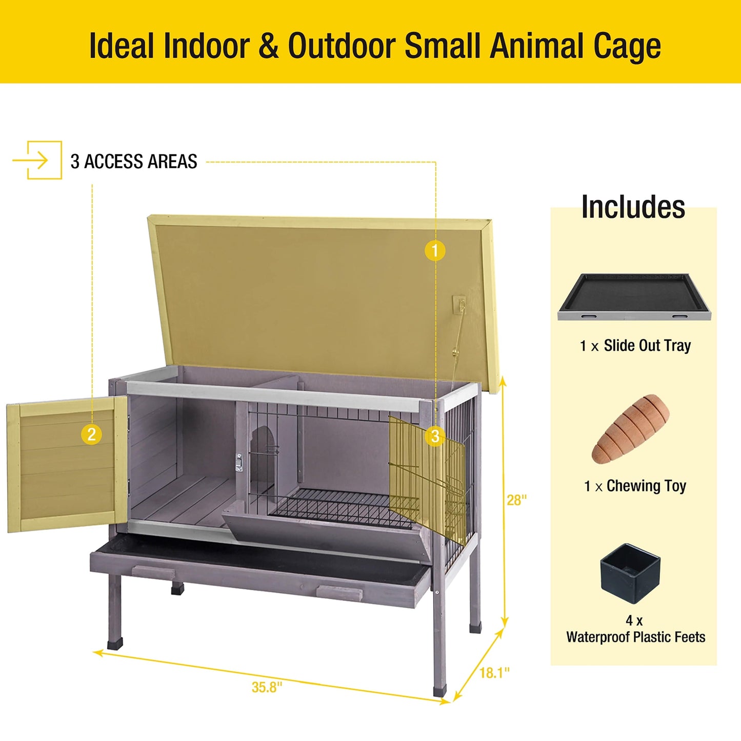 Wooden Rabbit Hutch Indoor Bunny Cage Outdoor Small Animal House for Guinea Pig