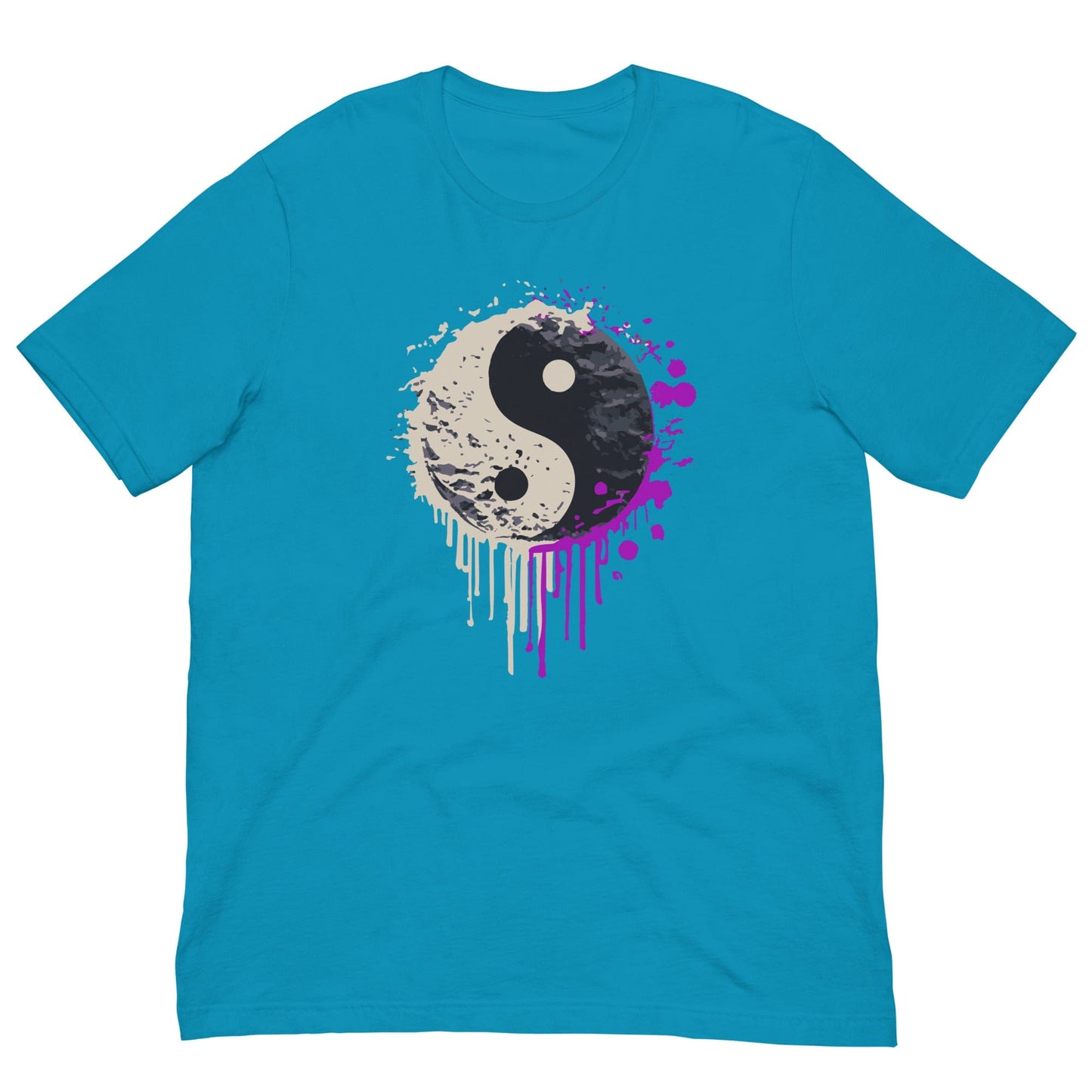 Yin Yang spray paint T-shirt Aqua / S
